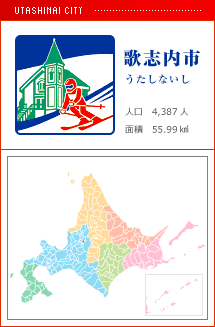 歌志内市 うたしないし 人口　4,387人　面積　55.99km2