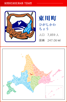 東川町 ひがしかわちょう 人口　7,859人　面積　5437.26km2